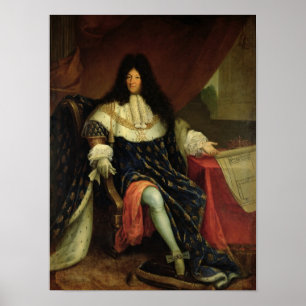 Poster Louis XIV tenant un plan du Maison Royale