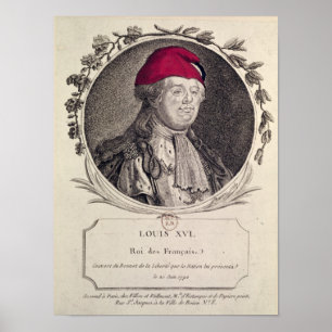 Poster Louis XVI portant un bonnet phrygien