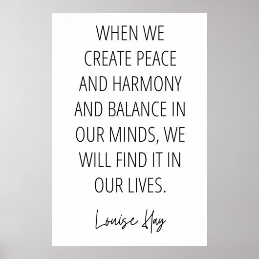 Poster Louise Hay Citation sur la paix et l'harmonie (Devant)