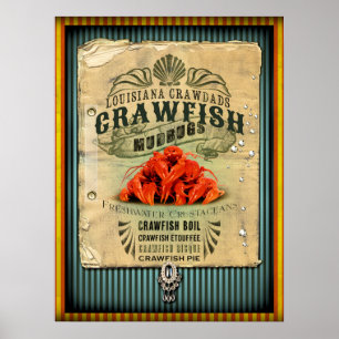 Poster Louisiane Crawfish 2 New Orleans Cajun