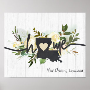 Poster Louisiane État Personnalisé Votre Ville Maison Rus