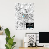 Poster Louisville City Map + Marquez Votre Emplacement (Bureau à domicile)