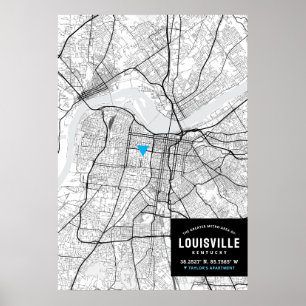 Poster Louisville City Map + Marquez Votre Emplacement