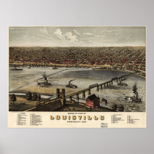 Poster Louisville, Kentucky - 1876 (Ruger) BigMapBlog.com (Devant)