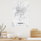 Poster Louisville, Kentucky (noir sur blanc) (Cuisine)