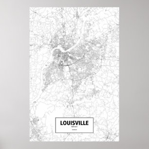 Poster Louisville, Kentucky (noir sur blanc)
