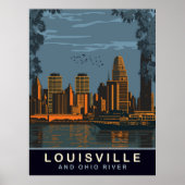 Poster Louisville Skyline, rivière Ohio, Voyage (Devant)