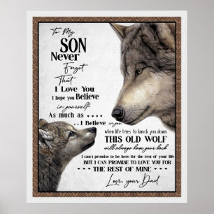 Poster Loup à mon fils n'oublie jamais d'aimer ton cadeau