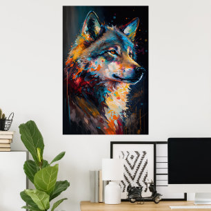 Poster Loup Abstrait