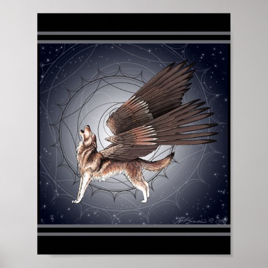 Poster Loup ailé mystique (Devant)