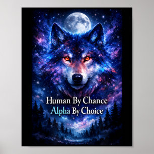 Poster Loup alpha humain par hasard alpha par choix