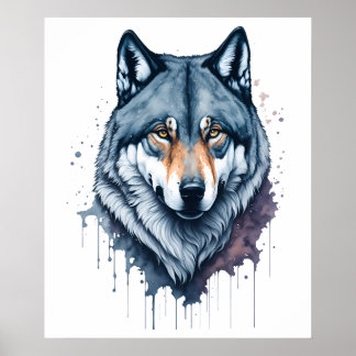 Poster Loup aquarelle