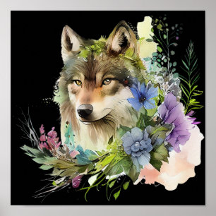 Poster Loup Aquarelle