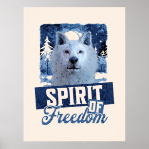 Poster Loup Arctique Esprit de liberté Création faunique