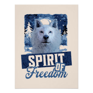Poster Loup Arctique Esprit de liberté Création faunique