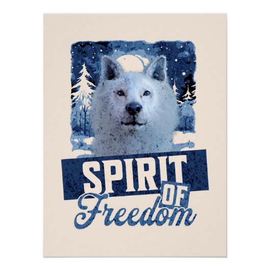 Poster Loup Arctique Esprit de liberté Création faunique (Devant)