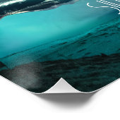 Poster Loup arctique la nuit avec aurores boréales (Coin)