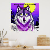 Poster Loup au clair de lune. Citation Aristote. Modifiab (Cuisine)