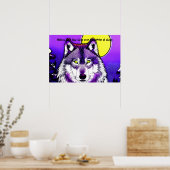 Poster Loup au clair de lune. Citation Aristote. Modifiab (Cuisine)
