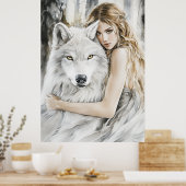 Poster Loup blanc et fille (Cuisine)