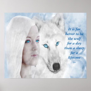 Poster Loup blanc neige Lady Blue Eyes