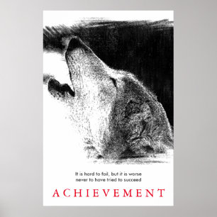 Poster Loup blanc noir Motivation unique