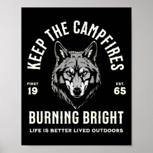 Poster Loup Camping Randonnée Extérieur Sentier Marche Fe