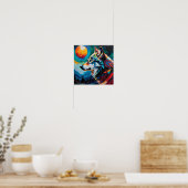 Poster Loup céleste sous la lune peinte – Abstrait (Cuisine)