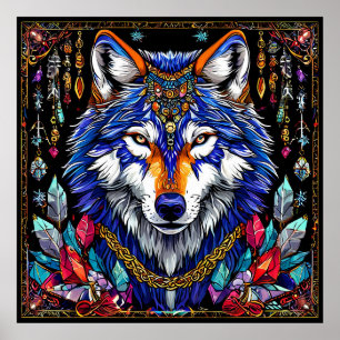 Poster Loup coloré