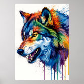Poster Loup Coloré (Devant)