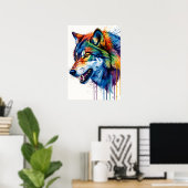 Poster Loup Coloré (Bureau à domicile)