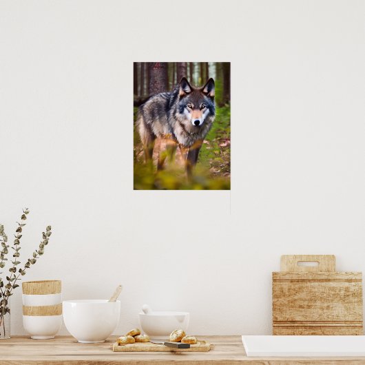 Poster Loup dans la forêt (Cuisine)