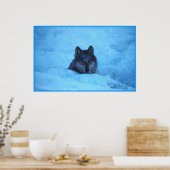Poster Loup de bois de neige bleu Imprimer (Cuisine)