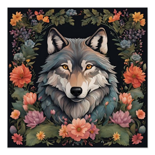 Poster Loup de Cottagecore (Devant)