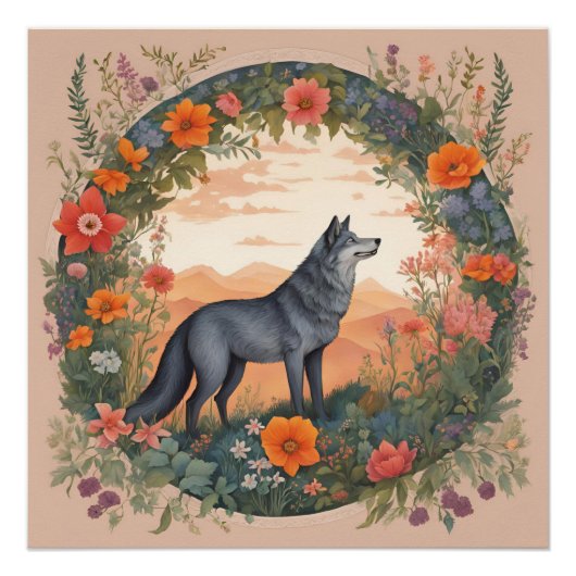 Poster Loup de Cottagecore (Devant)