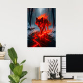 Poster Loup de feu dans l'Imaginaire de neige Esprit anim (Bureau à domicile)