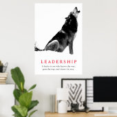 Poster Loup de leadership inspiré noir blanc (Bureau à domicile)