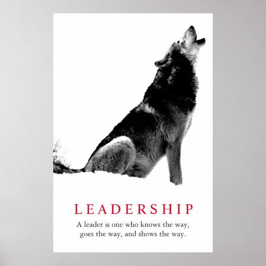 Poster Loup de leadership inspiré noir blanc (Devant)