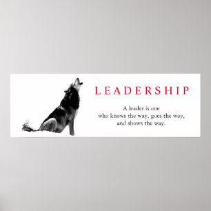 Poster Loup de leadership inspiré noir blanc