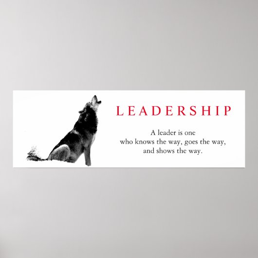 Poster Loup de leadership inspiré noir blanc (Devant)