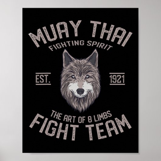 Poster Loup de Muay Thai Boxe Thaïlandaise Kickboxing (Devant)
