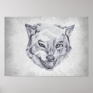 Poster Loup - Dessin Graphique