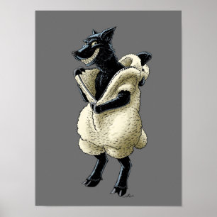 Poster Loup en moutons