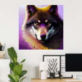 Poster Loup en pourpre (Bureau à domicile)