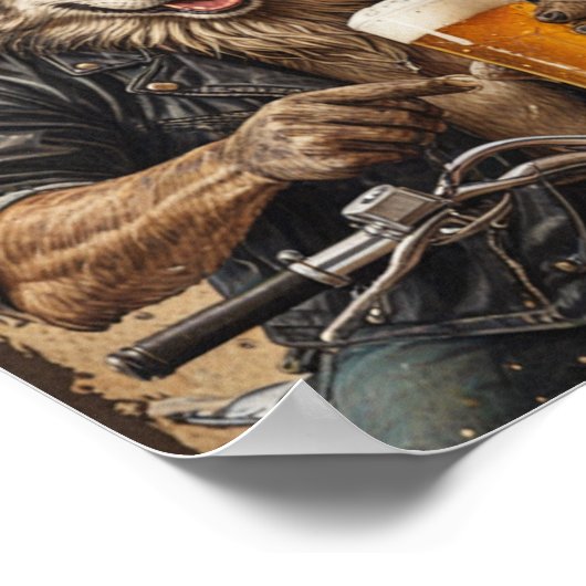 Poster Loup et bière (Coin)