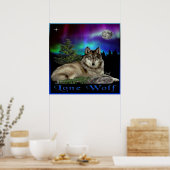 Poster loup et lune (Cuisine)