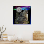 Poster Loup et lune (Cuisine)
