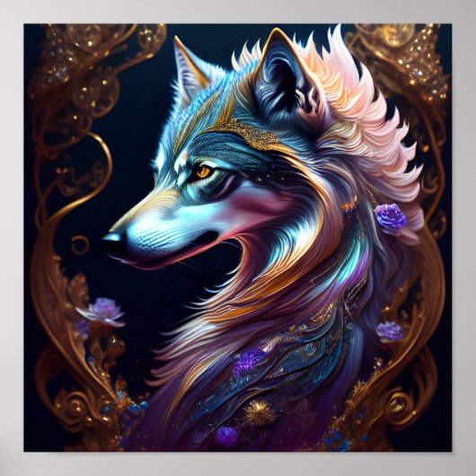 Poster Loup étoilé fantastique (Devant)