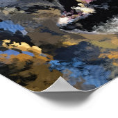 POSTER LOUP FAUVE ABSTRAIT BLEU OR (Coin)