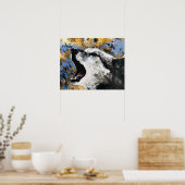 POSTER LOUP FAUVE ABSTRAIT BLEU OR (Cuisine)